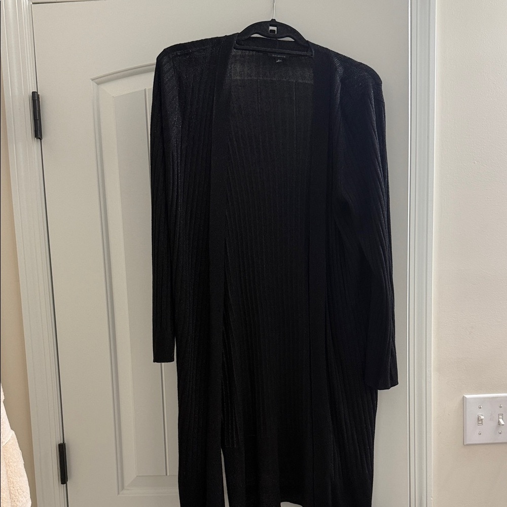 Talbots Shimmering Black Open-Front Cardigan